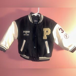 Zara Toddler Varsity Jacket . Navy and cream size 9-12 M